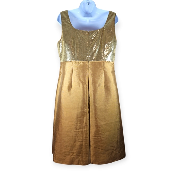 NWOT Talbots gold bronze sequined silk shift dress Womens 12 - Picture 2 of 9